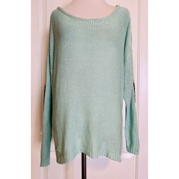 $70 TOBI Mint Sweater Jumper Long Seeve Knit Top Shirt Sequin Elbow Slouchy M - Picture 2 of 9